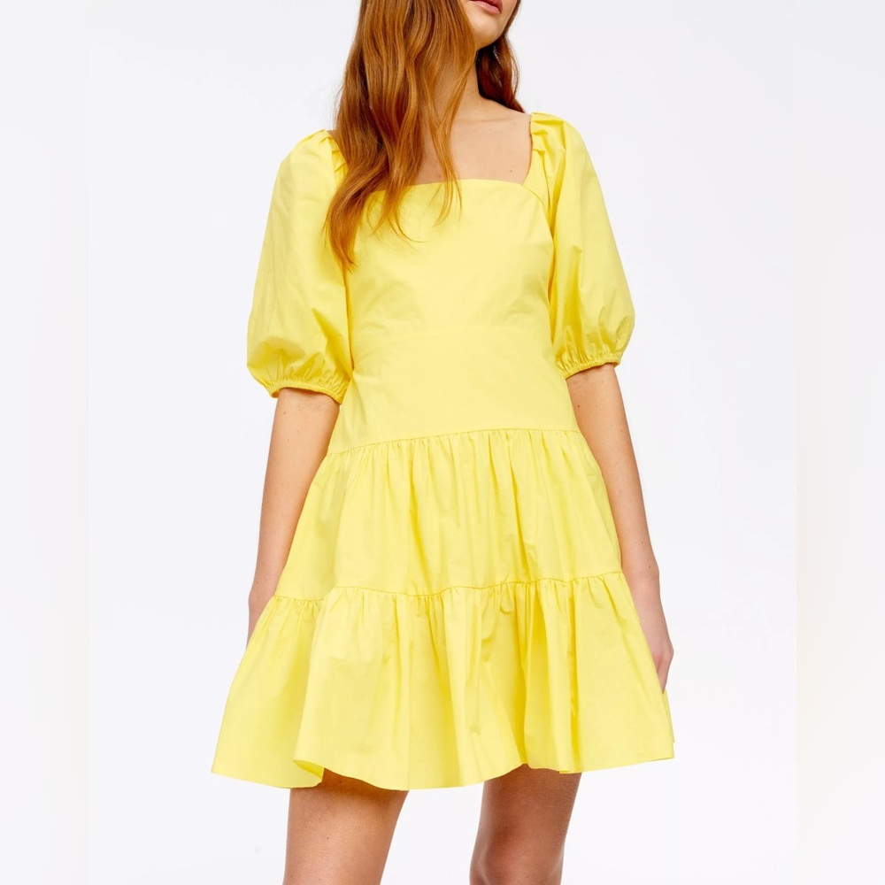 NWOT Tanya Taylor Carly Mini Puff Sleeve Dress in Yellow - size 2